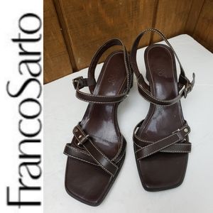 Franco Sarto brown strappy leather sandals size 8